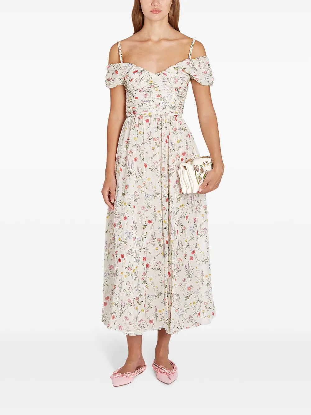 Impressionist-Print Georgette Dress