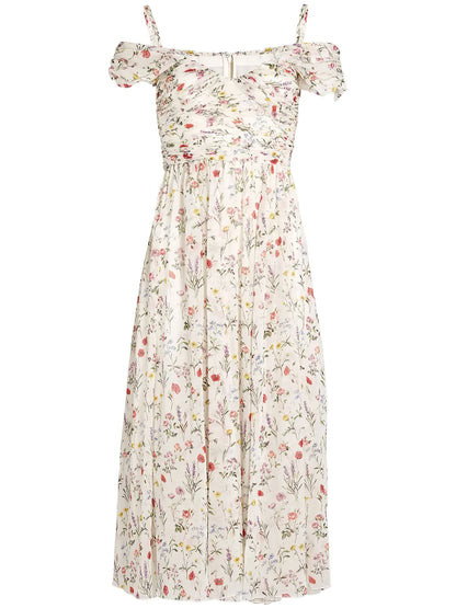 Impressionist-Print Georgette Dress