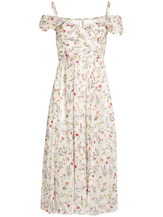Impressionist-Print Georgette Dress