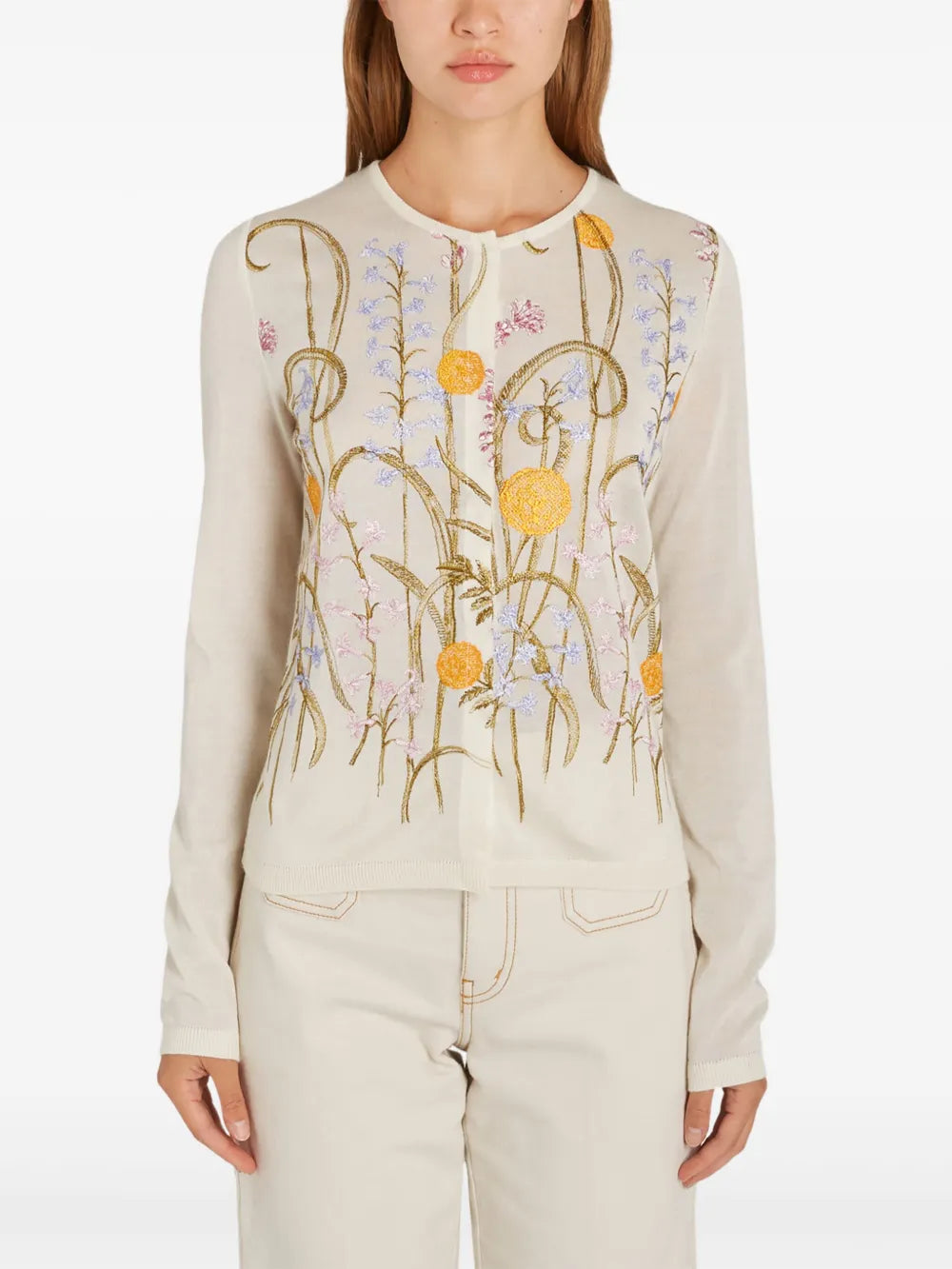 Marigold Bouquets-Motif Cardigan