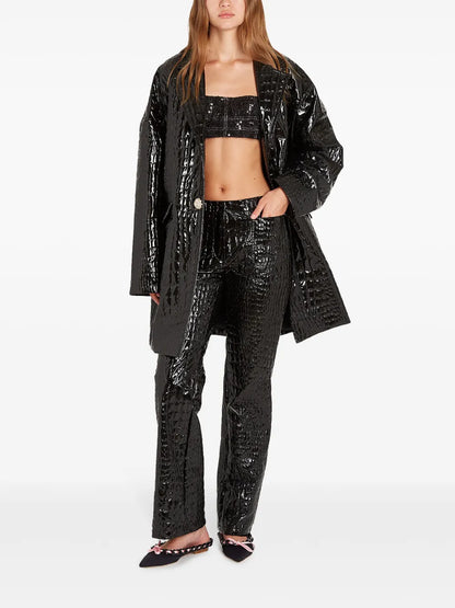 Crocodile-Embossed Coat