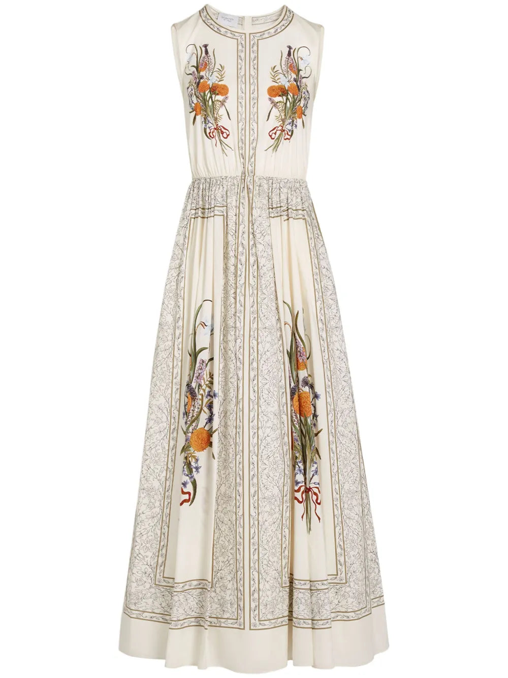 Marigold Bouquets-Print Poplin Dress