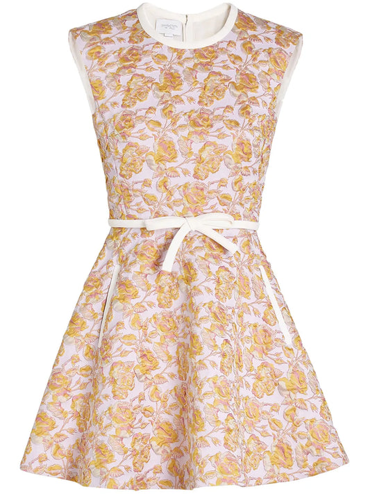 Floral-Jacquard Mini Dress