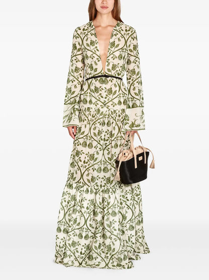 Floral-Print Kaftan Dress