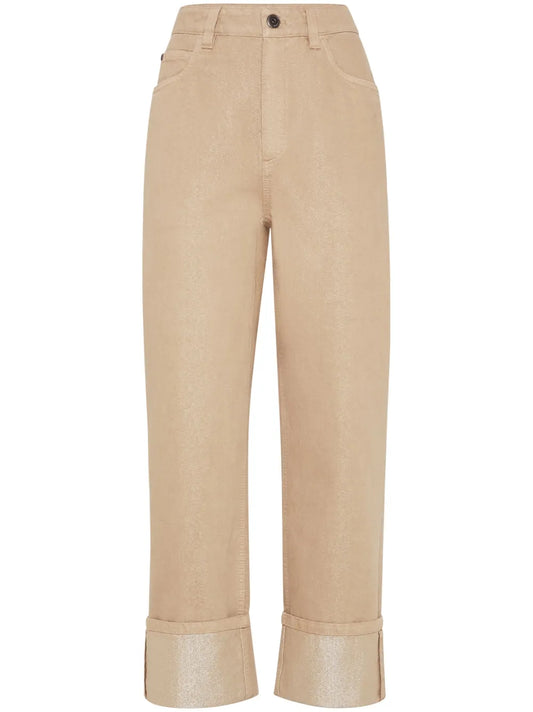 Straight-Leg Cropped Trousers