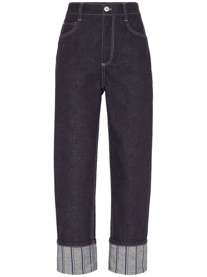 Striped-Detailing Jeans