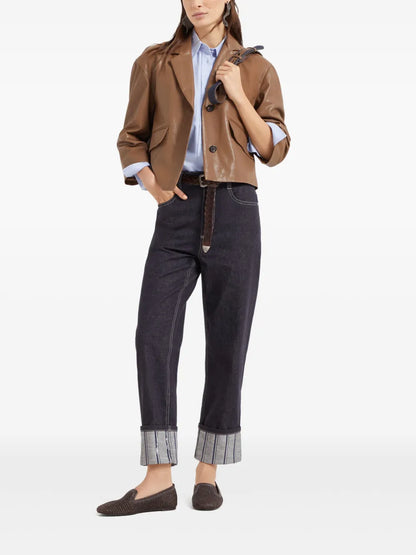 Striped-Detailing Jeans