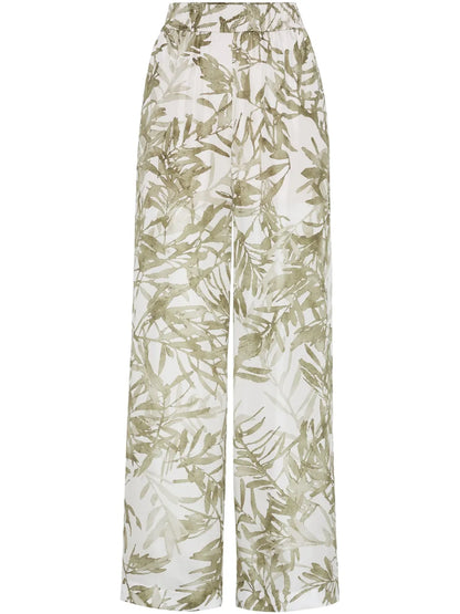 Leaf-Print Trousers