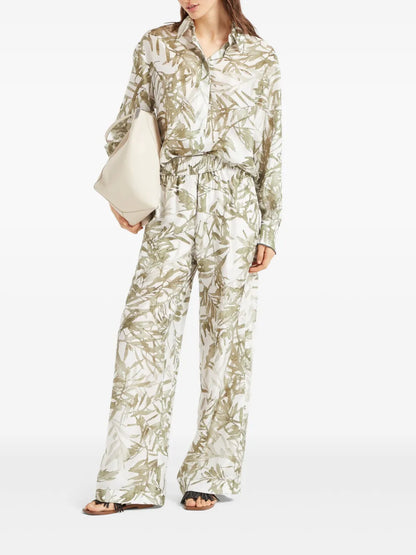 Leaf-Print Trousers