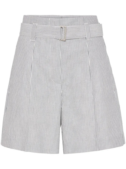 Monili-Embellished Striped Shorts