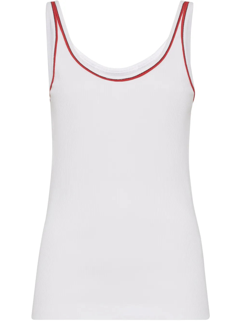 Piped-Trim Jersey Tank Top