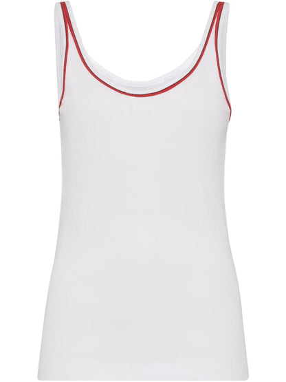 Piped-Trim Jersey Tank Top