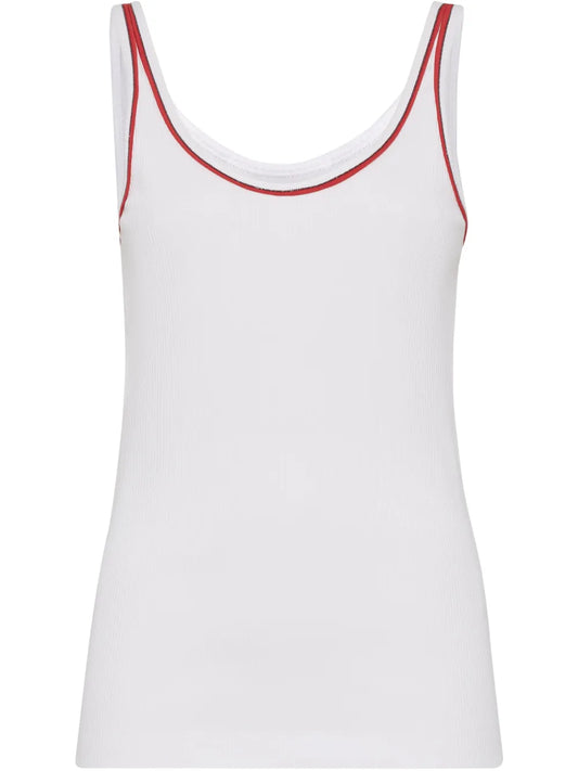 Piped-Trim Jersey Tank Top