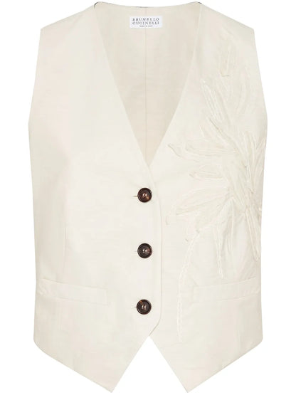Flora-Appliqué Waistcoat