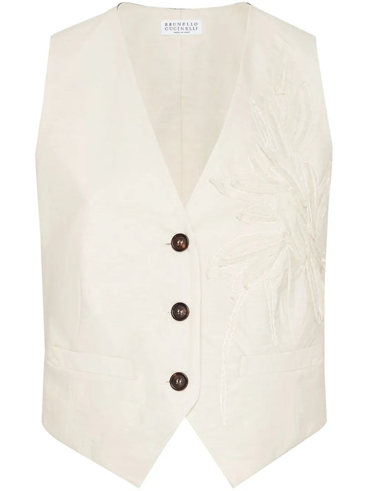 Flora-Appliqué Waistcoat