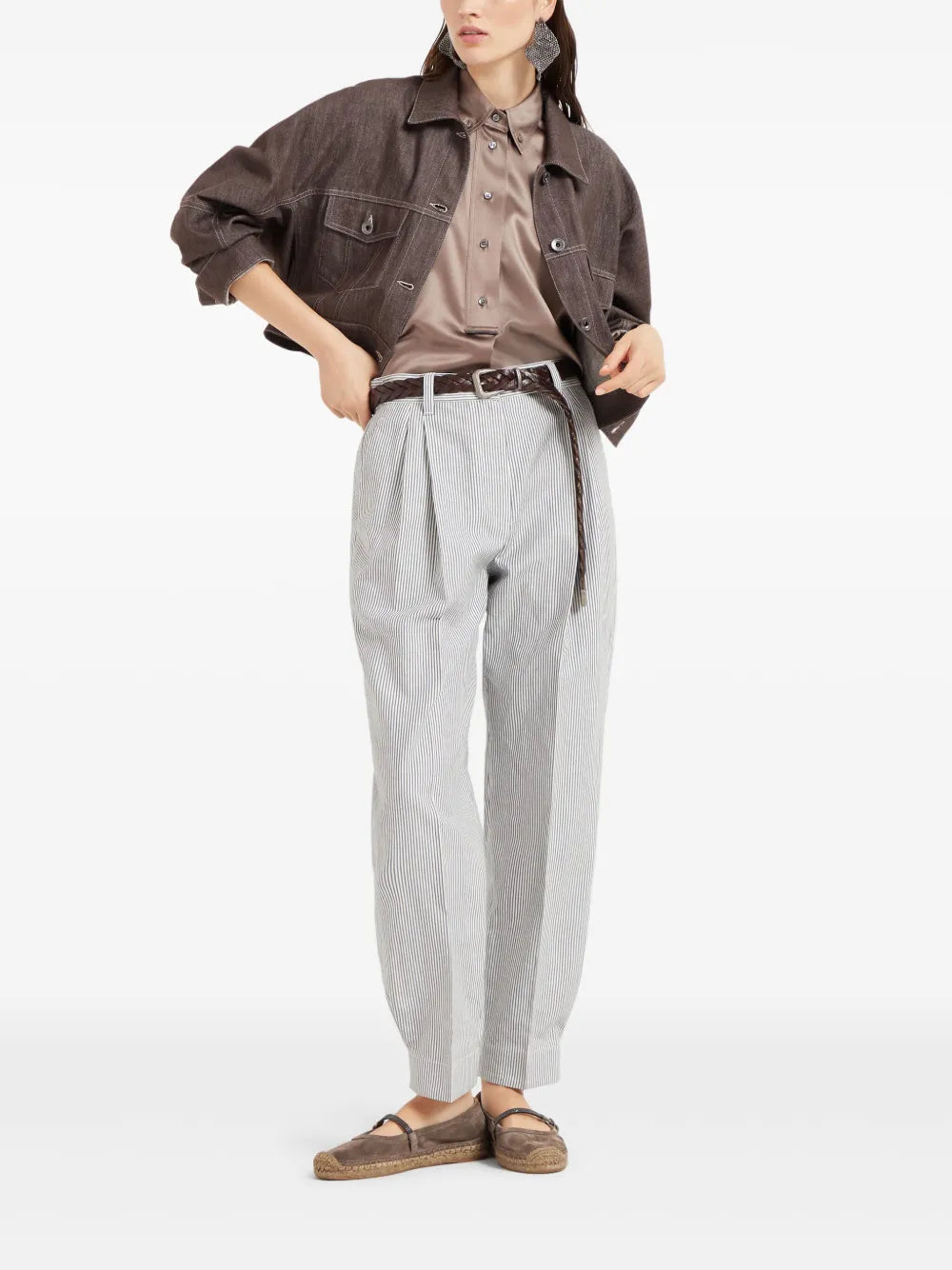 Monili-Embellished Silk Shirt