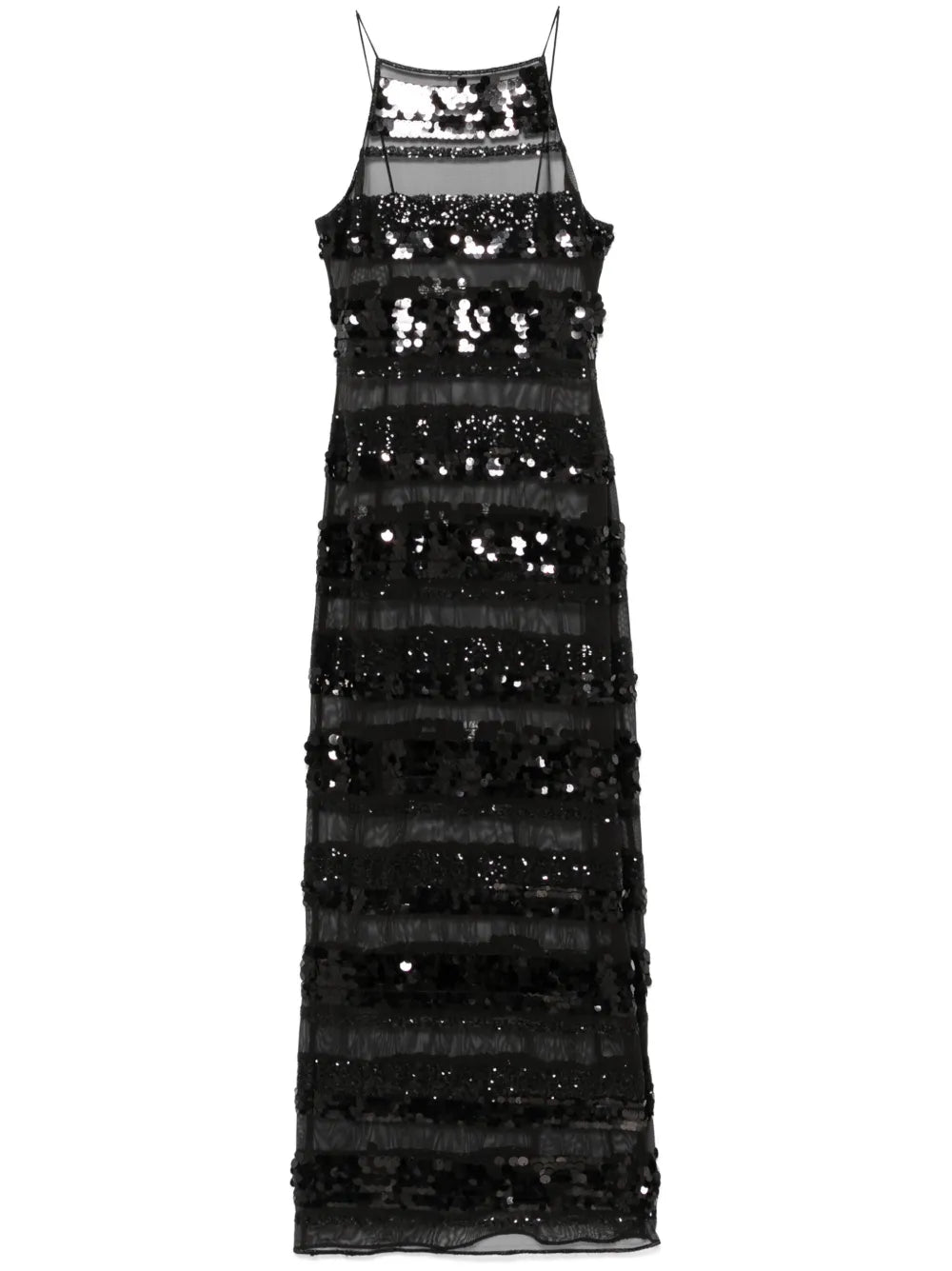 Sequinned Striped Maxi Dress