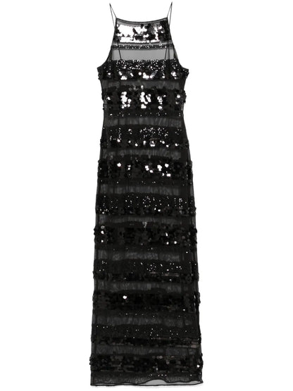 Sequinned Striped Maxi Dress