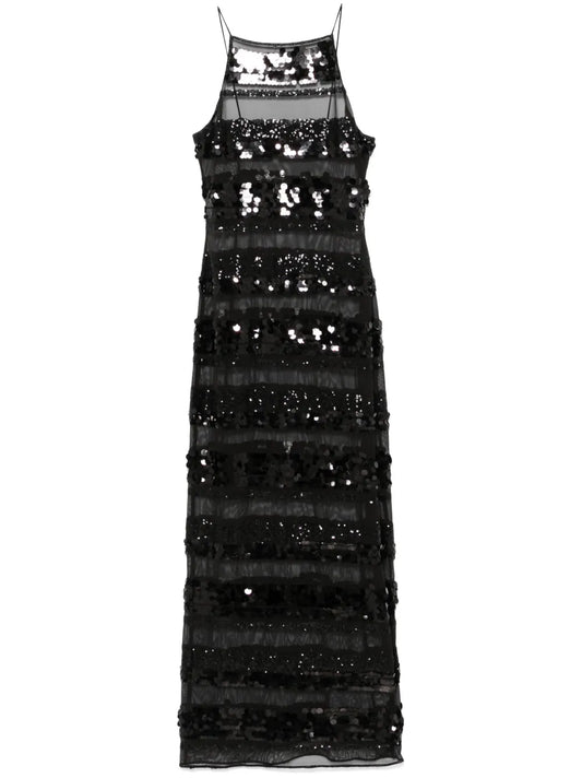 Sequinned Striped Maxi Dress