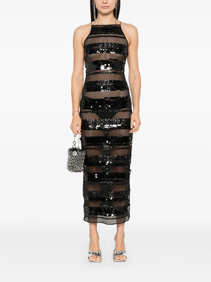 Sequinned Striped Maxi Dress