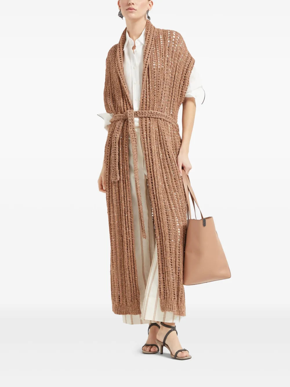 Sequin-Embellished Cardi-Coat
