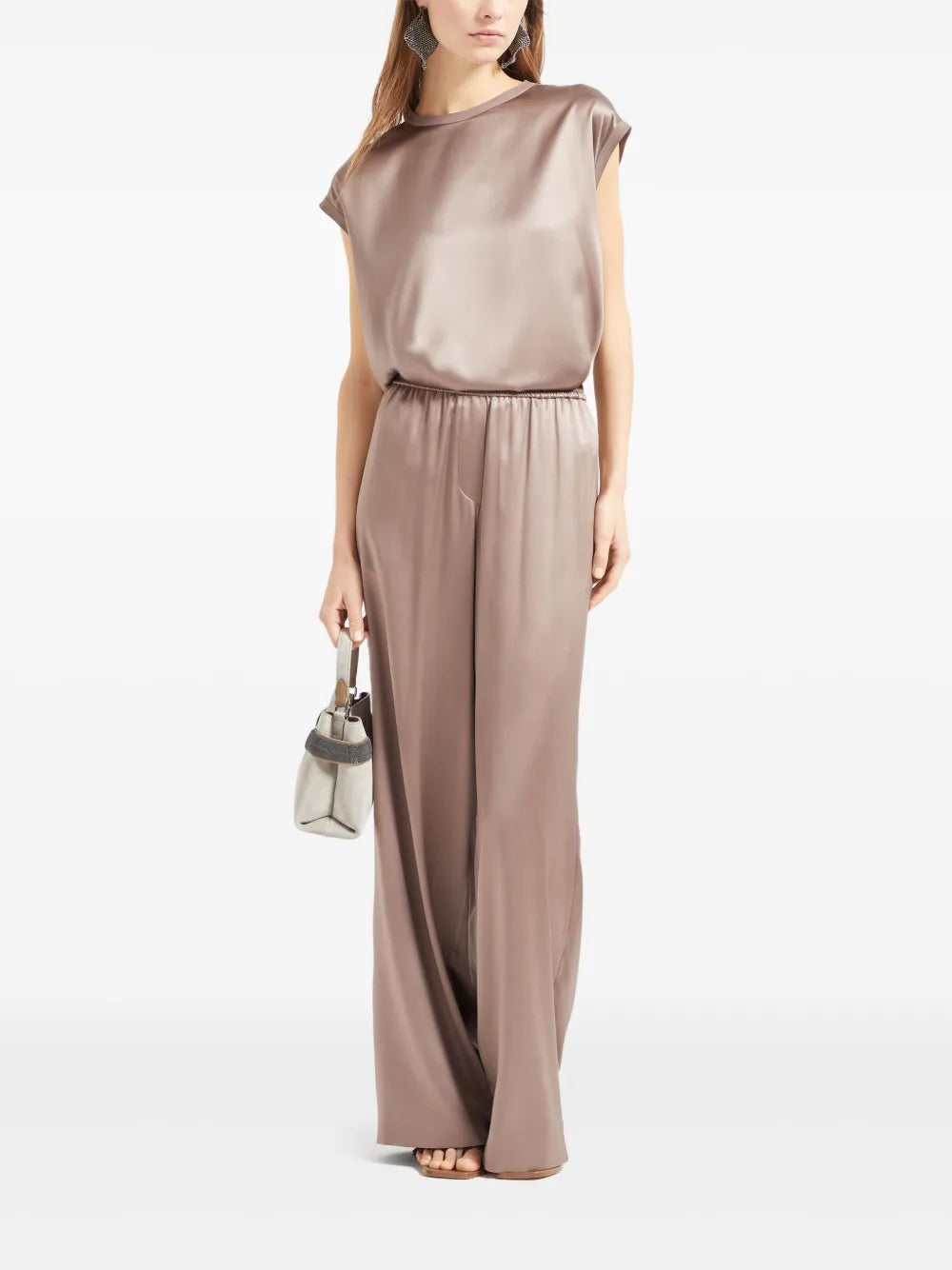 Monili-Embellished Satin T-Shirt