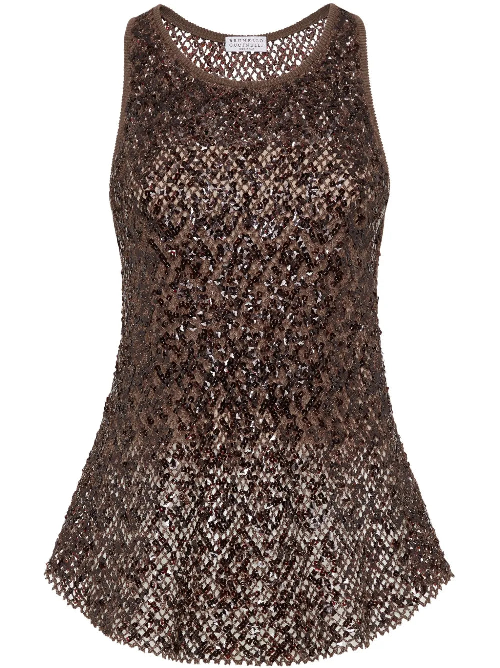 Sequin-Embellished Mesh Top