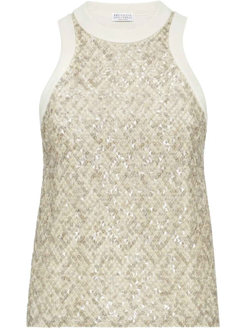 Sequinned Embroidered Tank Top