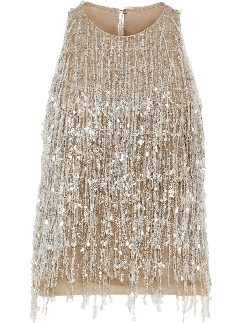 Waterfall-Embroidery Silk Top
