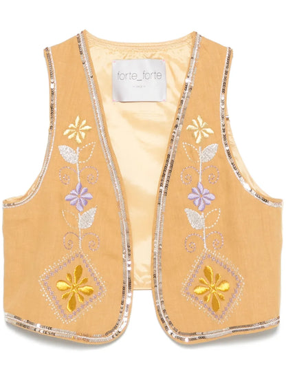 Floral-Embroidery Gilet