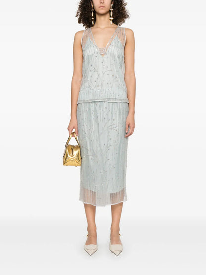Crystal-Embellished Midi Skirt