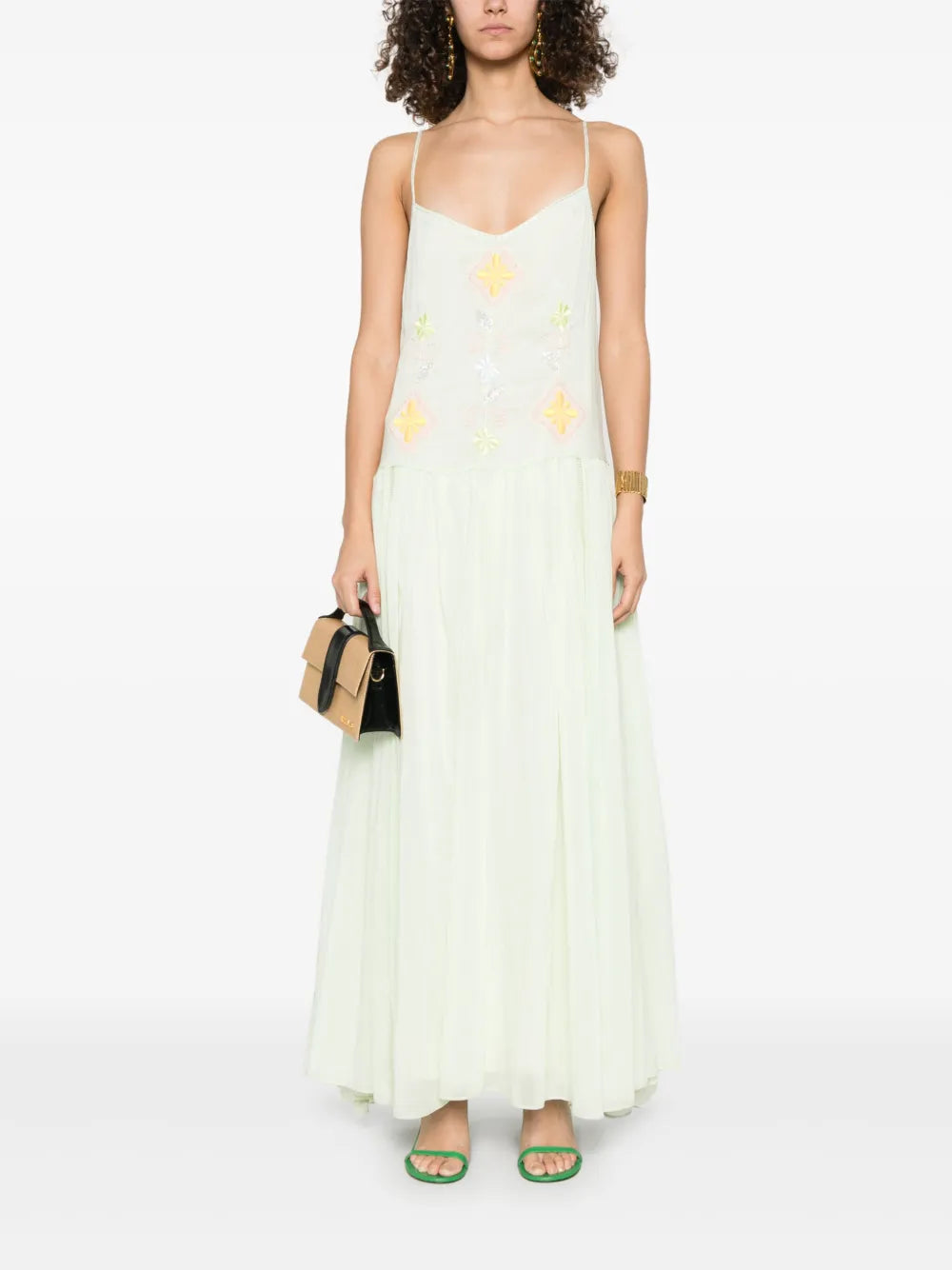 Geometric-Embroidery Maxi Dress