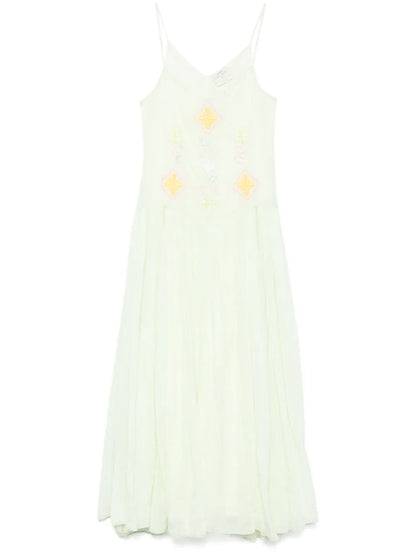 Geometric-Embroidery Maxi Dress