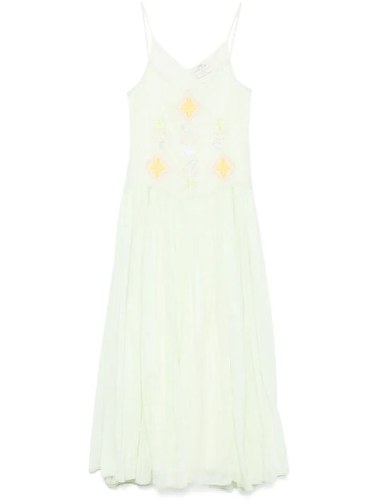 Geometric-Embroidery Maxi Dress