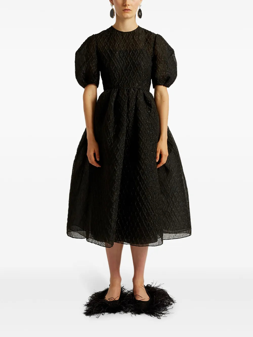 Cocoon-Sleeve Midi Dress