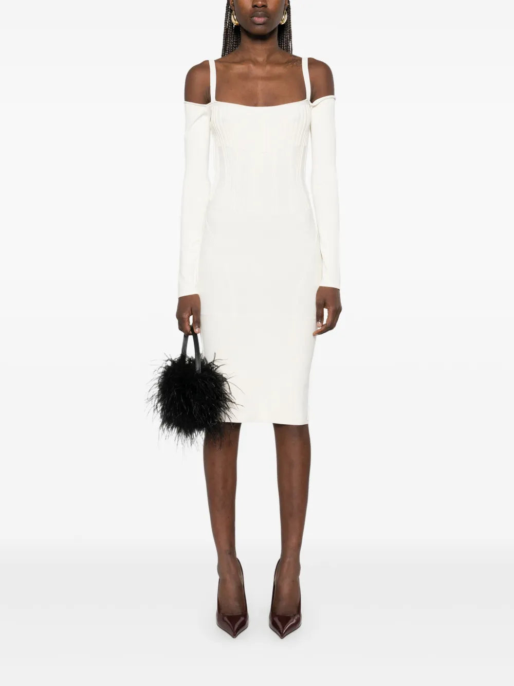 Boning-Detail Knitted Midi Dress