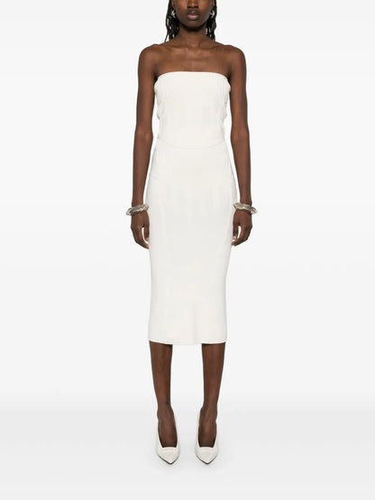 Boning-Detail Midi Skirt