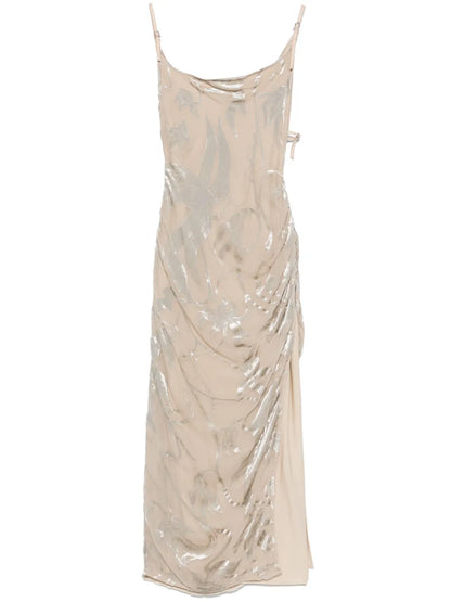 Floral-Velvet Asymmetric Gown
