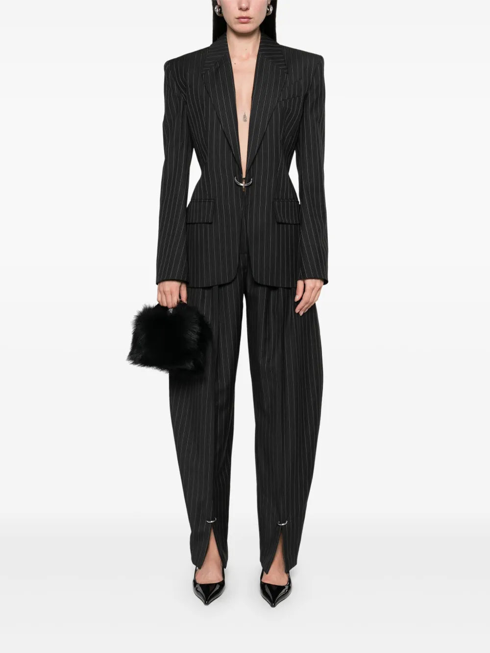 Pinstripe Pierced Blazer