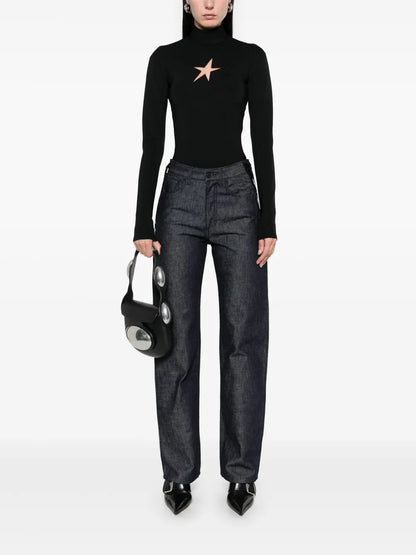 Lace-Up Straight Leg Jeans