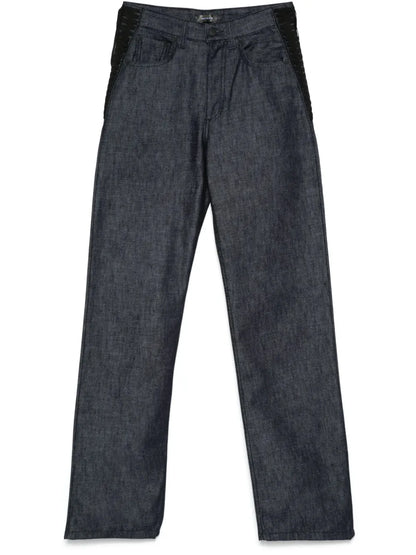 Lace-Up Straight Leg Jeans