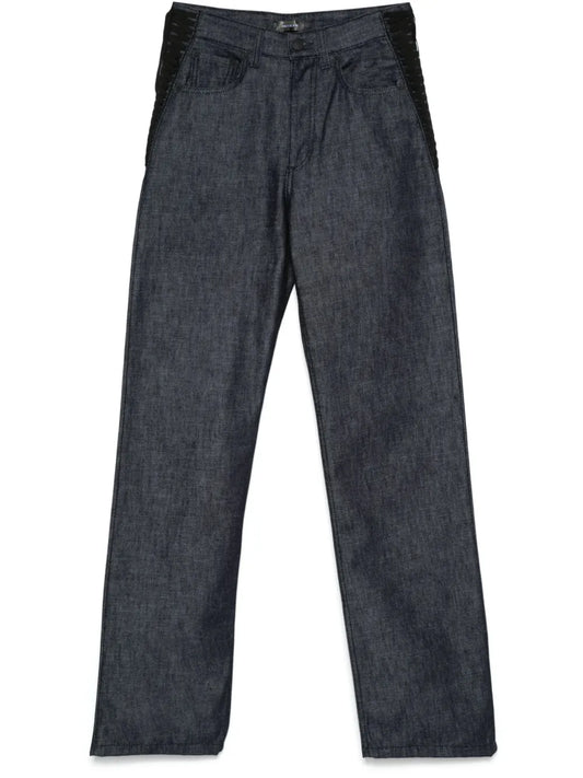 Lace-Up Straight Leg Jeans
