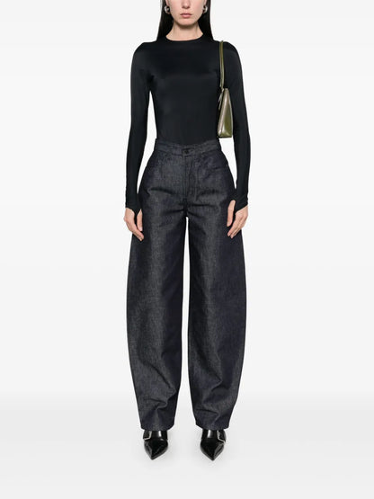 Lace-Up Wide Leg Jeans