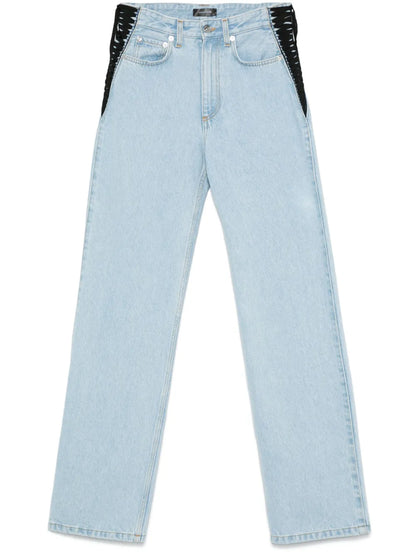 Lace-Up Straight Leg Jeans