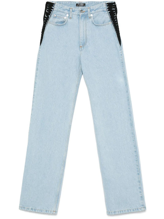 Lace-Up Straight Leg Jeans