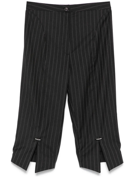 Pinstripe Pierced Cropped Trousers