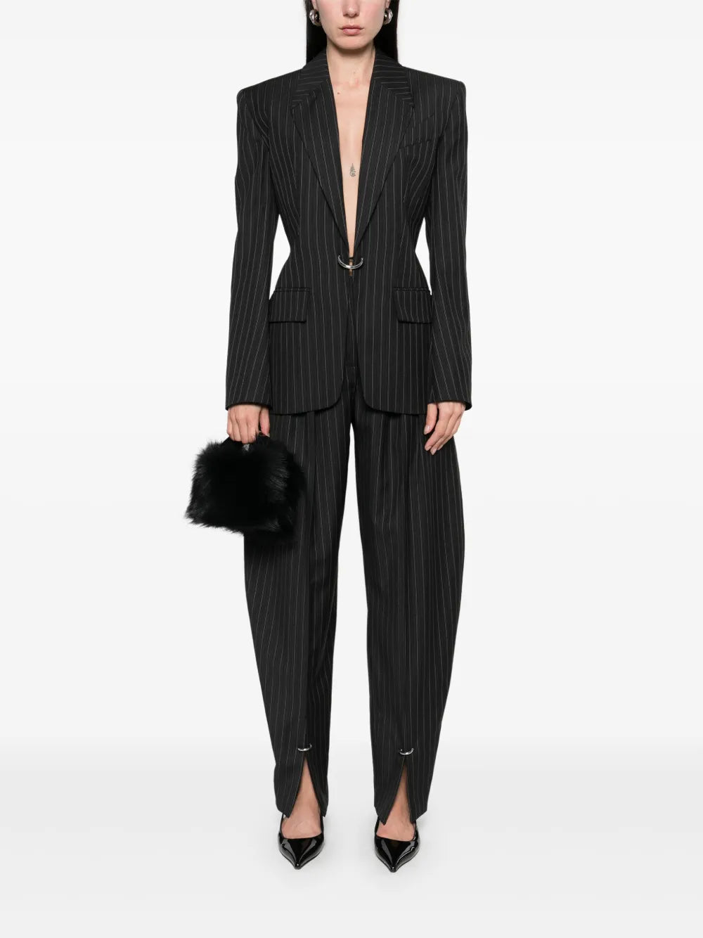 Pinstripe Pierced Trousers