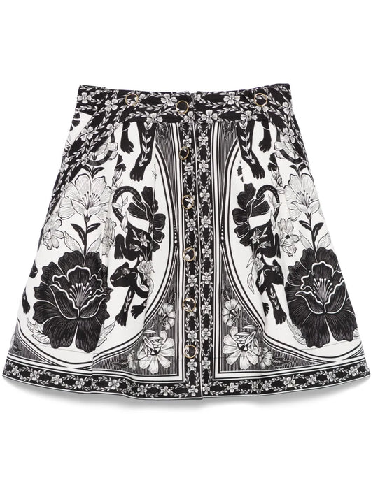 Flower Leopard Mini Skirt