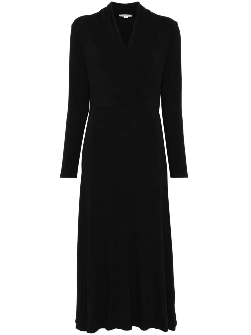 Long-Sleeves Crossover Midi Dress
