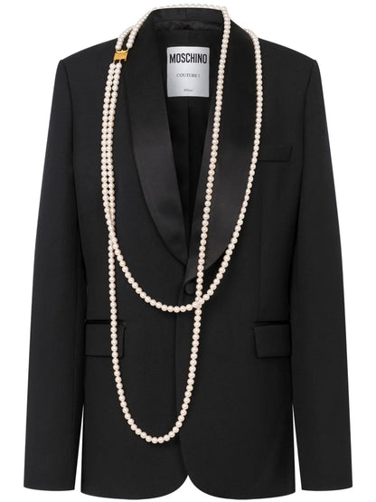Faux-Pearl-Embellished Blazer
